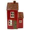 Haus für Teelicht Keramik rot 20x12x8cm