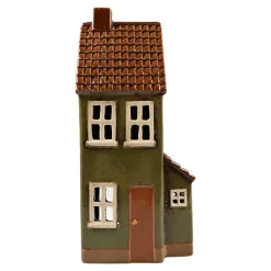 Haus für Teelicht Keramik grün 24x11x7cm