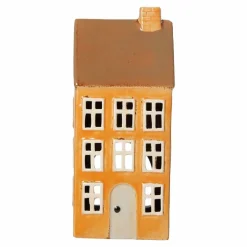 Haus für Teelicht Keramik gelb10x8,5cm