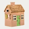 Haus für Teelicht Keramik rose 15x10x7cm