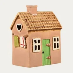 Haus für Teelicht Keramik rose 15x10x7cm