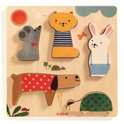 Holz Puzzle: Bunte Tiere