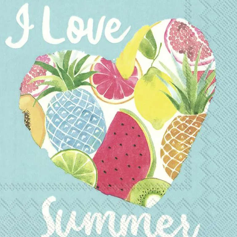I LOVE SUMMER turquoise Lunch-Servietten L 908842