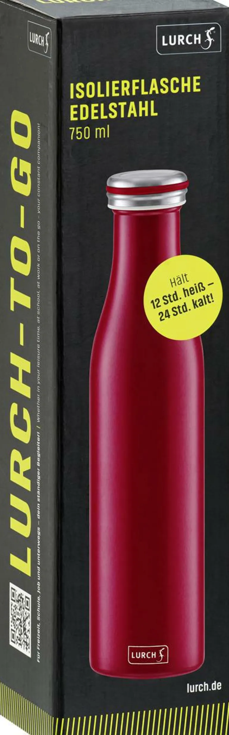Isolier-Flasche Edelstahl 0,75l Bordeaux