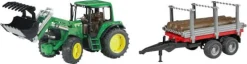 J.D. 6920 Traktor mit Frontl. + Holztransportanhän