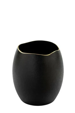 Kalea/Übertopf/Vase Keramik schwarz m. Goldrand H1