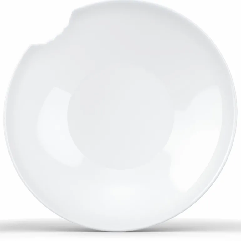 2 Kleine tiefe Teller mit Biss, 18cm, weiß