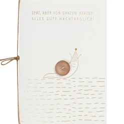 Knopfkarte „Spät aber von ganzem Herzen"