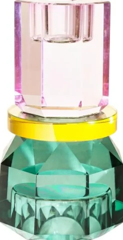 Kristalhalter violet/gelb/petrol 13x7x7cm