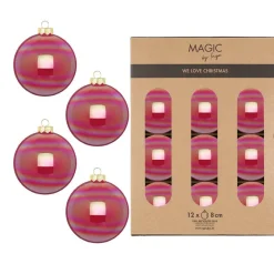 Kugel, 8cm, Glas, 12Stk./Box, Dazzling Flamingo