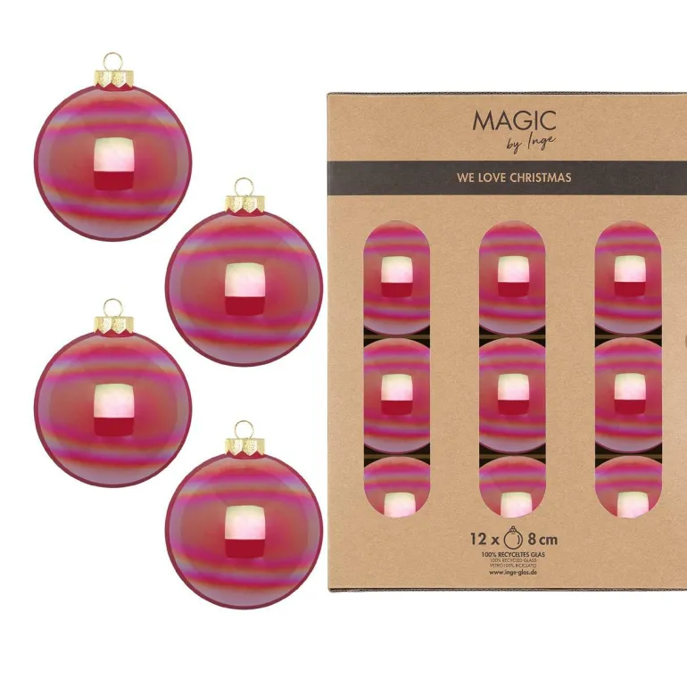 Kugel, 8cm, Glas, 12Stk./Box, Dazzling Flamingo