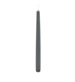 LED 2er Dinnerkerze Basic Echtwachs grey smooth 2,
