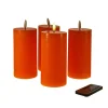 LED-Kerze 4tlg. orange Kunststoff/WEachs 7,5x15cm