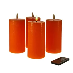 LED-Kerze 4tlg. orange Kunststoff/WEachs 7,5x15cm