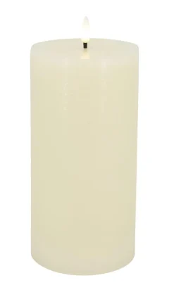 LED Stumpenkerze Basic Echtwachs cream rustic 10x2