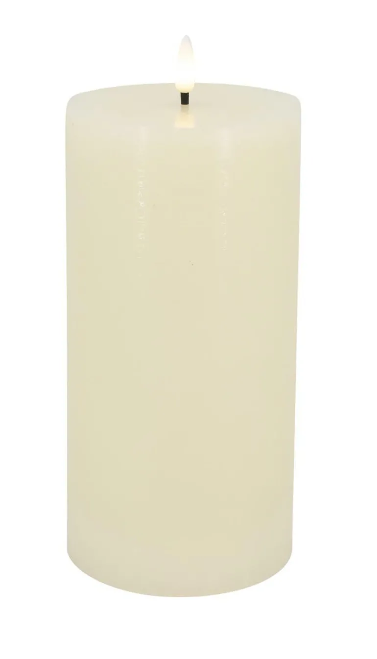 LED Stumpenkerze Basic Echtwachs cream rustic 10x2