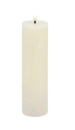 LED Stumpenkerze Slim Basic Echtwachs cream rustic