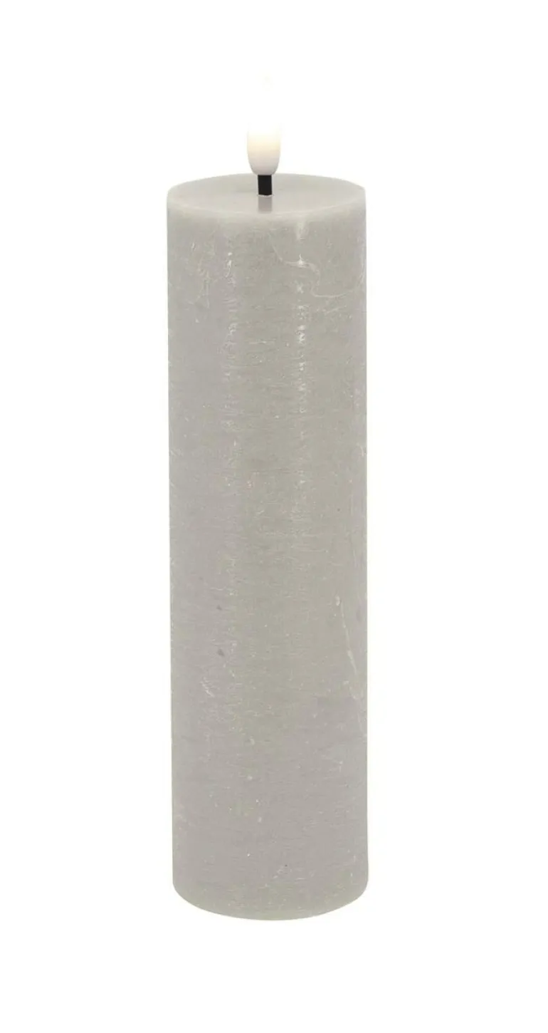 LED Stumpenkerze Slim Basic Echtwachs sand rustic