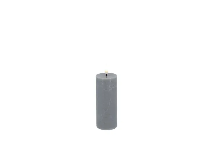 LED Stumpenkerze Slim Basic Echtwachs grey rustic