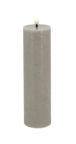 LED Stumpenkerze Slim Basic Echtwachs taupe rustic
