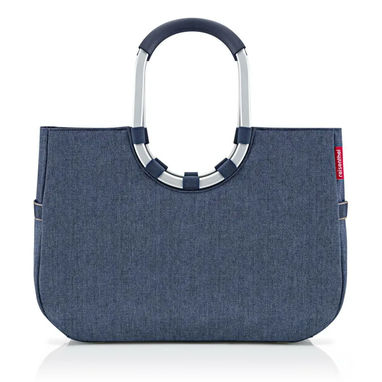 Loopshopper L Herringbone Dark Blue Einkaufstasche
