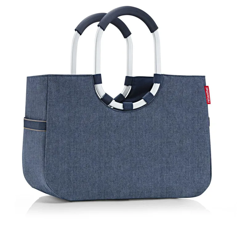 Loopshopper L Herringbone Dark Blue Einkaufstasche