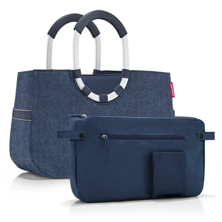 Loopshopper M Herringbone Dark Blue Einkaufstasche