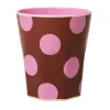 Melamine Cup in Brown with Soft Pink Dots - Two To