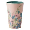 Melamine Cup with Flower Collage Print - Soft Pink