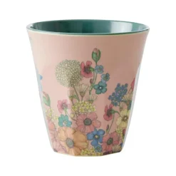 Melamine Cup with Flower Collage Print Soft Pink M
