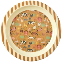 Melamine Kids Plate - Brown - Farm Print
