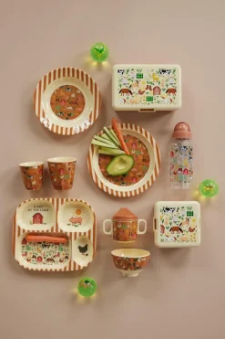 Melamine Kids Plate - Brown - Farm Print
