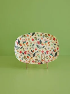 Melamine Rectangular Plate with Winter Rosebuds Pr