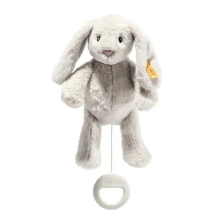 My first Hoppie Hase Spieluhr 26cm hellgrau