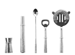 NASSAU/Barzubehör Set, 6tlg, Edelstahl, gehämmert