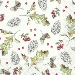 OAK LEAF AND BERRIES white Lunch-Servietten L 8838