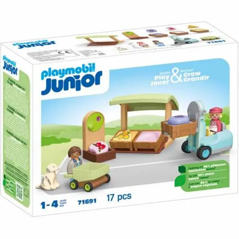 PLAYMOBIL® JUNIOR Bio-Marktstand & Gabelstapler 71