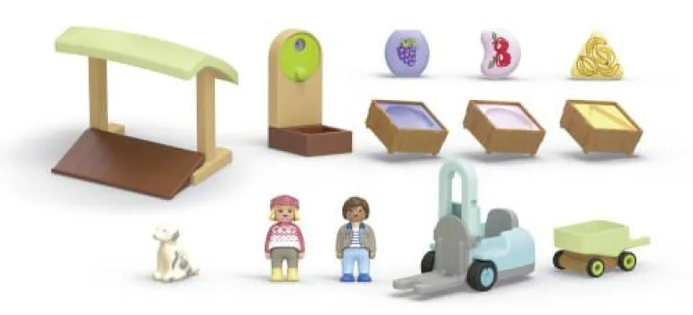 PLAYMOBIL® JUNIOR Bio-Marktstand & Gabelstapler 71