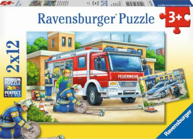 Polizei und Feuerwehr - Puzzle 2x12 Teile