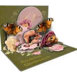Pop-Up-Grußkarte Schmetterlinge - Blütenzauber