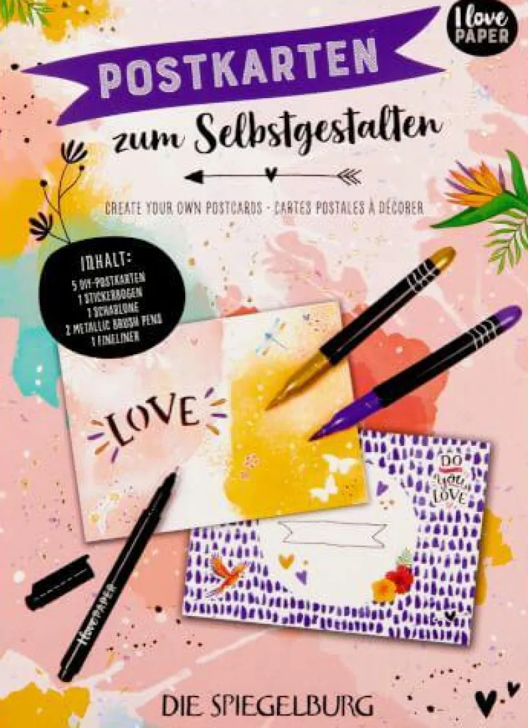 Postkarten zum Selbstgestalten - I love Paper