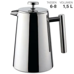 Pressfilterkanne aus Edelstahl doppelwandig 1,5L