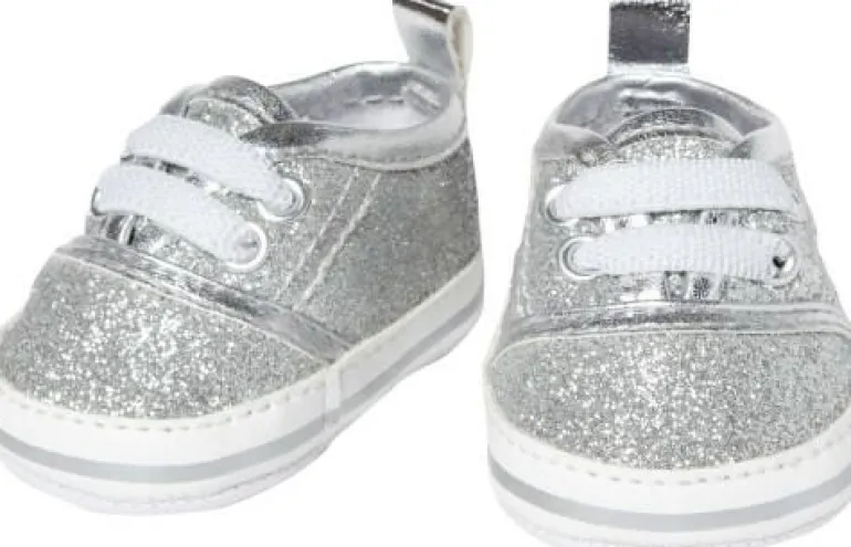 Puppen-Glitzer-Sneakers, silber, Gr. 38-45 cm