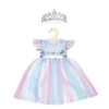 Puppen-Kleid Fee und Einhorn mit silberner Krone,