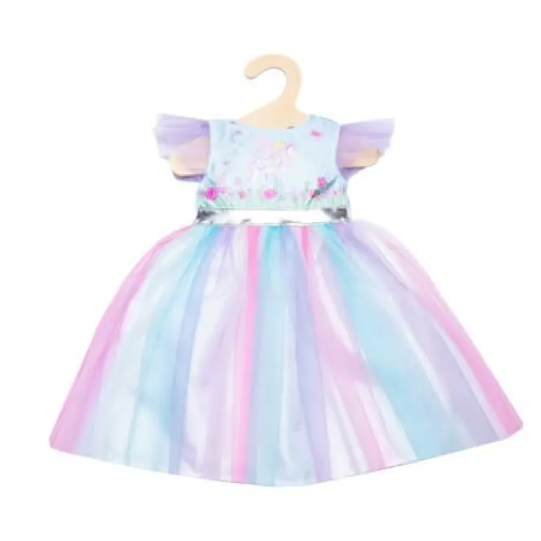 Puppen-Kleid Fee und Einhorn mit silberner Krone,