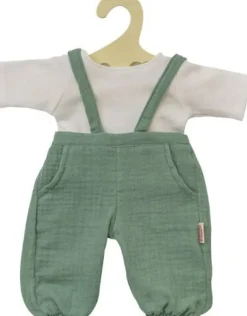 Puppen-Latzhose aus 100 % Bio-Baumwolle, salbeigrü