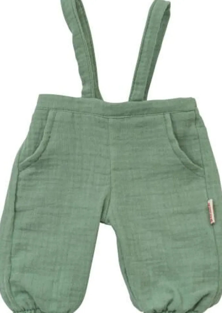 Puppen-Latzhose aus 100 % Bio-Baumwolle, salbeigrü
