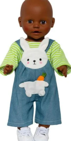 Puppen-Latzhose mit Ringelshirt ''Bunny Lou'', Gr.