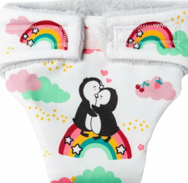 Puppen-Stoffwindeln Pinguin Pünktchen, 2 Stück, Gr