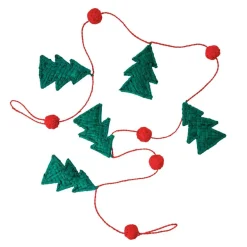Raffia Christmas Garland in Green with Red Balls 1